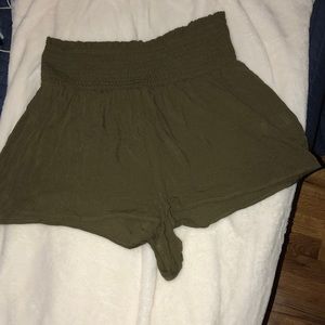 Green linen shorts